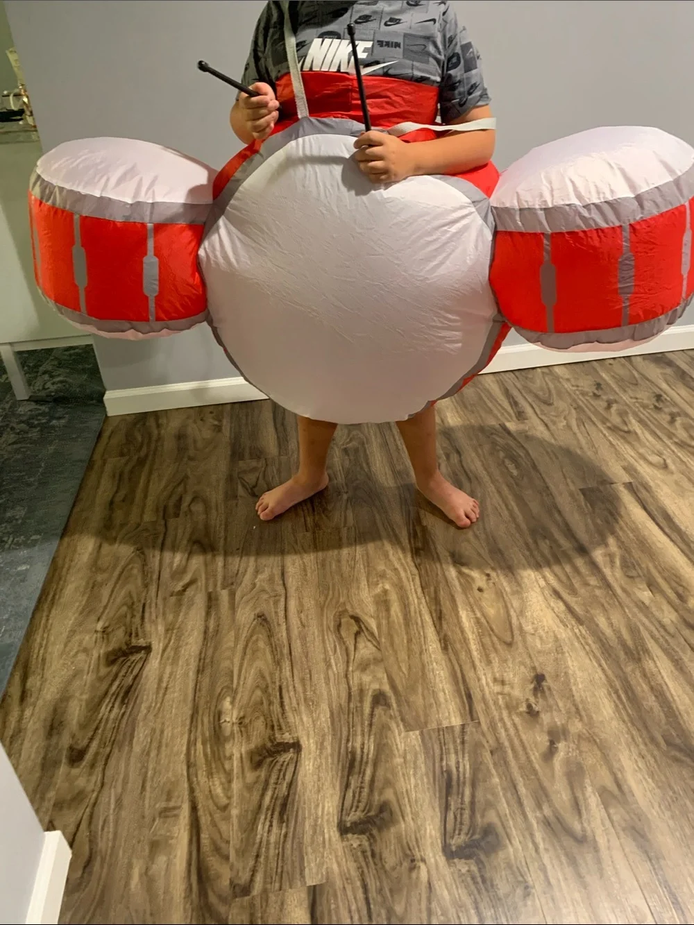 Kids Inflatable Drum Costume - Red and White